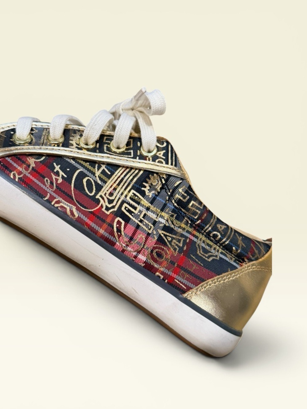 Coach Barrett Plaid Graffiti Sneakers Women's Size 7.5B - Picture 3 of 10